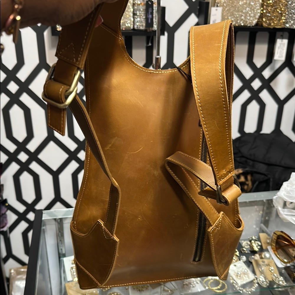 Stylish Tan Leather Backpack